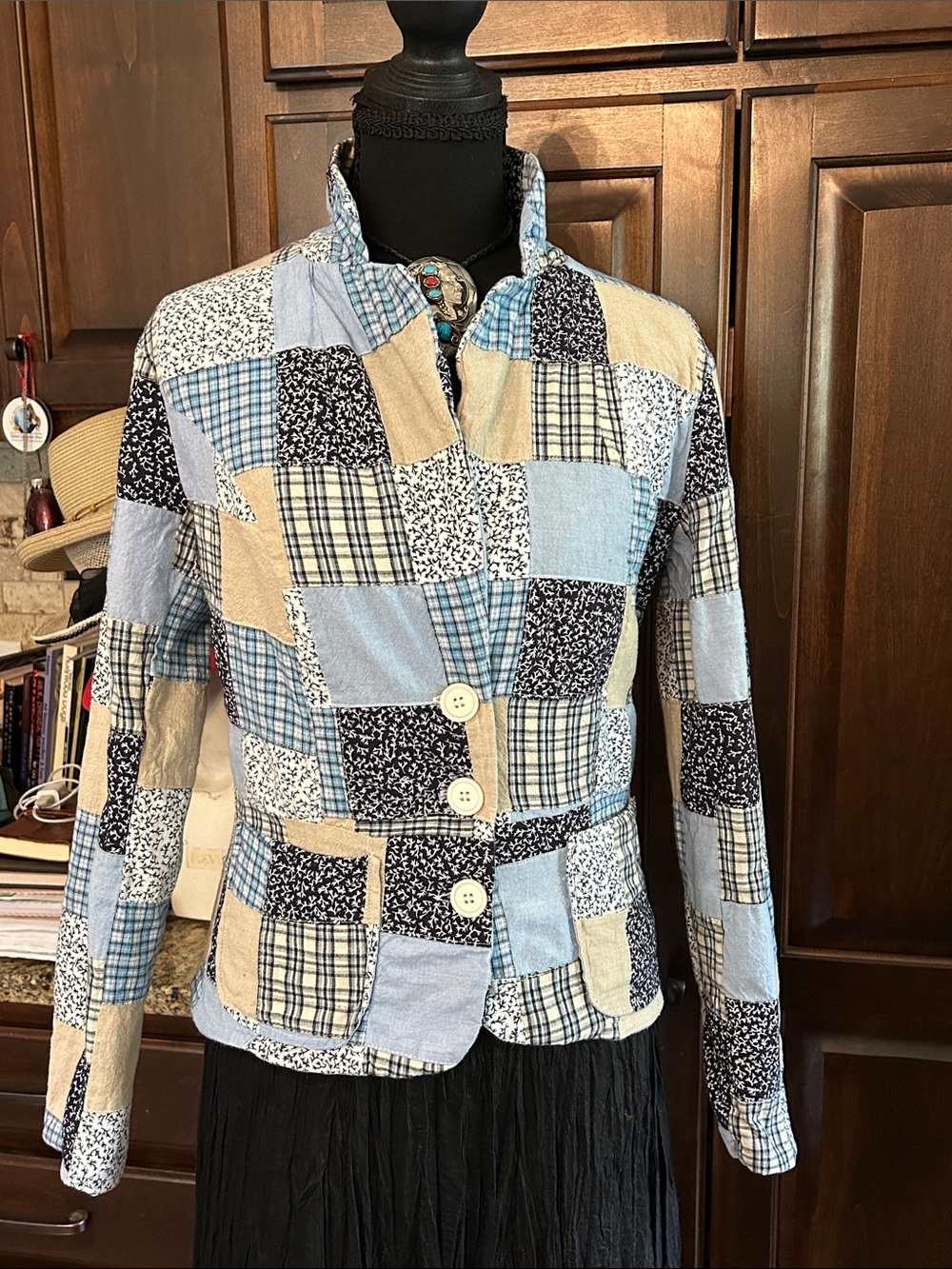 90’s Bamboo Traders Sz XS Patchwork Button Front Jacket